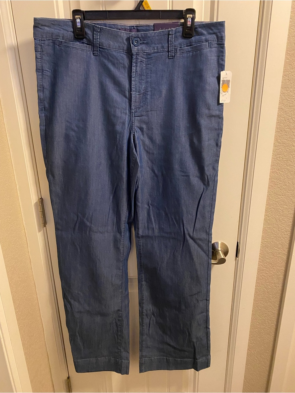 NWT NYDJ Pants 14 Trouser Style Denim Slacks Original Slimming Fit Blue Demim
